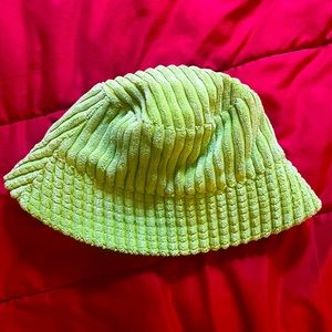 Lime green furry bucket hat, 90’s vibe, retro